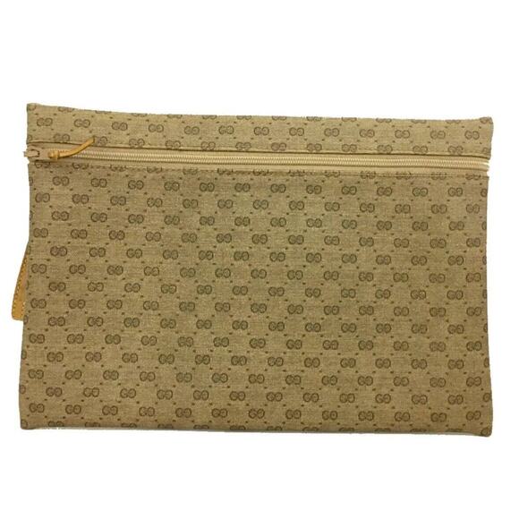 Authentic GUCCI Micro GG Logo Wristlet Cosmetic Pouch Bag Beige - Picture 1 of 7